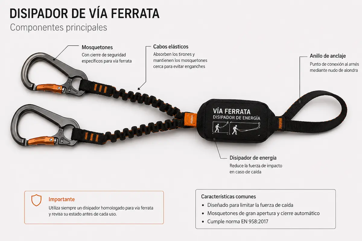 componentes disipador via ferrata equipamiento via ferrata